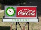 Vintage 1950s Drink Coca-cola Advertising Light-up Counter Sign Clock