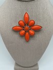 Vintage Mcm Lg Orange  gold Brooch Marked Emmons 2 5 Inch