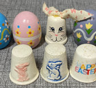 Vintage Holiday Easter   Halloween Pumpkin Porcelain   Wooden Thimble Lot Of 13