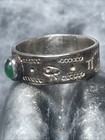 Vintage Sterling Silver And Emerald Engraved Handmade Ring Size 8