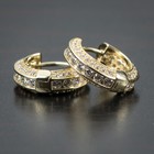 Fully Iced Yellow Gold Men s 5a Cz 14k Sterling Silver Small Mens Hoop Earrings