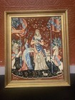 Large Framed Needlepoint Art Margot De Paris Lady And The Unicorn Sense Of Touch