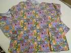 Lot Of 4 Womens Size Large Medical Scrub Tops Heart Teddy Bear