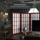 Rosewood 2 Ft  3-panel Desktop Shoji Screen - Elegant Window Pane Design