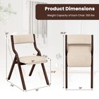 Set Of 2 Folding Dining Chair Wooden Upholstered Modern Linen Fabric Padded Seat