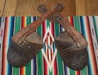 Pair Stirrups Primitive Wood Spanish Colonial Antique South American Hand Carved