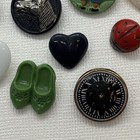 Vintage Glass Novelty Button Lot Hearts Heads Horses Sailboat Clocks Uranium