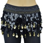 6 Pcs Solid Sequins Coins Belly Dance Scarf Belt Hip Skirt Wrap Chiffon