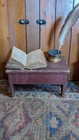 Antique Early Country Wood Canted Stool Desk Orig Red Paint 15  Sq n
