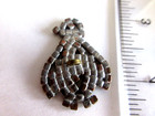 Adorable Czech Vintage Style Glass Rhinestone Button  Pequin    Black    Crystal