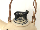 Artisan Teapot Hand Crafted Farm Black On Off White Cows   Birds Signed So