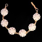 Vintage White Rose Flower Bracelet   Earrings Set Gold Tone Mid Century Jewelry