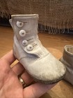 Antique Vtg Victorian Era Baby Toddler Leather High Button Boots Shoes White