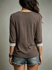 Women s Long-sleeve V-neck T-shirt With Delicate Lace Trim
