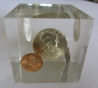 Uncirculated 1954-s Franklin Half Dollar   Unc 1955 Coins Encased Paperweight