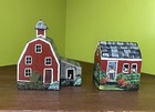 Set Of Two Hand Painted Miniature Wood Farm Buildings By Charlotte Trahan  Barn