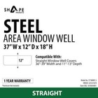Straight Area Window Well Galvanized Steel G-60 Zinc Plating 37 X 12 X 18 Inch