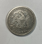 1866-s  With Motto Seated Liberty Half Dollar Vg Details Cleaned Value Priced