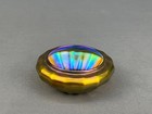 Antique Quezal Gold Iridescent Glass Ribbed 2       Open Salt Cellar  a 
