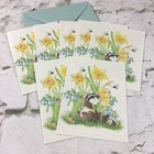 Vintage 80   s Happy Raccoon Daffodil Flowers Notecards Lot Of 7 By Montag