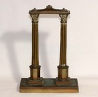 Antique 19thc Grand Tour Architectural Bronze Model Of Two Columns   Lintel Af