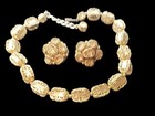 Vogue Golden Filigree Collar Necklace And Clip On Earrings Set   st923 