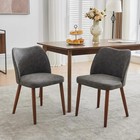 Leather Fabric Dining Chair Set Of 2 4 6 With Wing Backrest And Wood Legs
