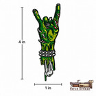Zombie Hand Patch Horror Punk Rock On Metal Horns 4x1 Iron On Embroidered Patch