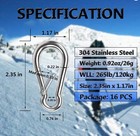 Spring Snap Hooks  304 Stainless Steel Metal Clip Heavy Duty Rope Medium M6 X4