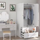 2 Door Wardrobe Modern Armoire Closet 2 Drawers Cloth Cabinet Storage Organizer