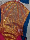 Competition Gk Elite Gymnastics Dance Leotard Large Blue Orange Sequin Mystique