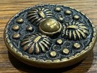  Large Pressed Brass Metal Floral Button Victorian  Vintage Antique 1-1 2 Wide