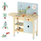Large Wooden Workbench For Kids With Upgrade Extension Panel - Pretend Play 