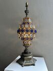 Vintage Hollywood Regency Jeweled Brass Filigree Table Lamp Light Moroccan