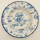 Vintage Disney Winnie The Pooh Blue Toile Stoneware Soup Bowl