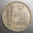 1925 Lithuania 50 Centu 100 Years Old Coin Km 75 Knight Gladiator Riding Horse 