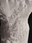 Soft Ivory Alfred Angelo Strapless Lace Overlay Train Sz6 Wedding Gown Dress 