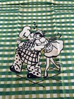 Vintage Startex Dish Towel 1950 s Bright Screen Print Kissing Chef  31   x16 5   