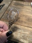 Antique Victorian Long Hat Pin With Large Etched Crystal Cherub Faceted Stunning