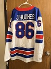 Nike Team Usa Hockey Jersey J  Hughes  86 Dri-fit Size L White blue red