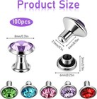 100 Pcs Mixed Colors Rhinestone Rivets  8mm Cz Crystal Rivets Double Cap Rivet F