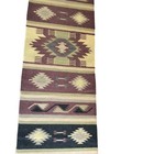 Southwestern Wool Runner Carpet Tan   Burgundy Gray Brown Rug 11 5  X 2 5 