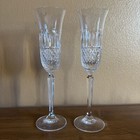 Mikasa Kingsley Crystal Champagne Toasting Flutes Set Of 2 Rare Elegant Vtg