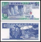 1987 Singapore 1 Dollars P-18 Unc New Banknote