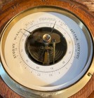 Antiq Victorian Style Carved Oak Aneroid Barometer Brass Bezel Weather Instrumet