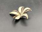 Vintage Norway Hroar Prydz Sterling Silver White Enamel Flower Brooch  l521 