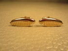 Vintage Mid Century Modern Leaf Design Yellow Gold Plated Cuff Links 