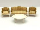 Vintage Lundby Dollhouse 1 16 Living Room Royal Rose Stripe Set Piano Bookcases