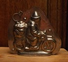 Antique Two Part Christmas Chocolate Mold Santa Claus On Motorcycle