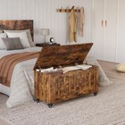 Storage Chest Storage Bench W 4 Wheels 39 4  Wooden Blanket Chest For Entryway  